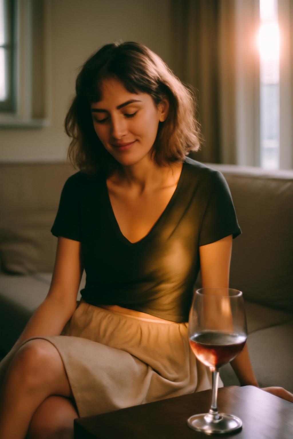 Femme mariée surprise par un livreur au moment de la livraison d'un colis, évoquant une connexion inattendue et une allure séduisante avec la légende La femme mariée et le livreur — mais avec une vraie psychologie.