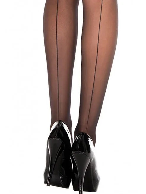 Grossiste lingerie sexy Collant nylon noir effet coutures arrière