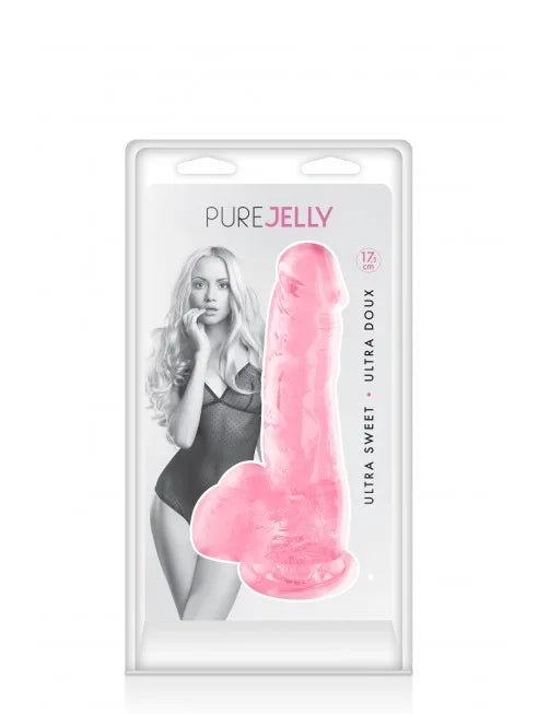 Gode jelly rose ventouse taille M 17.5cm