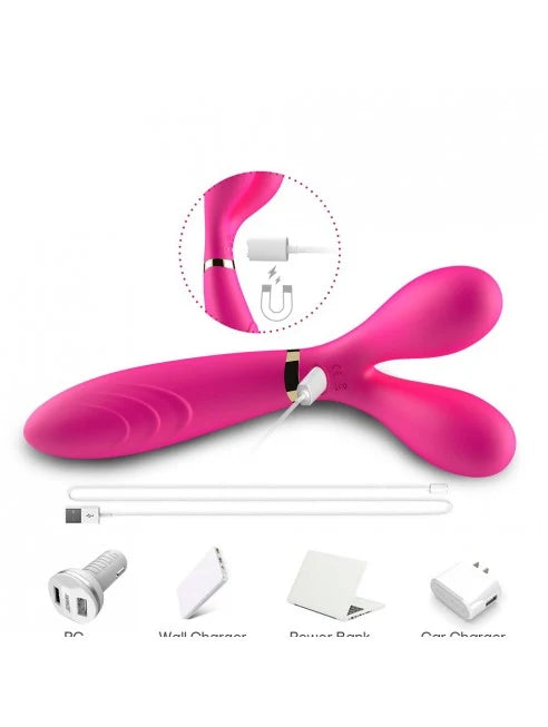 Vibromasseur Wand rose en forme de Y avec 3 moteurs - USK-W04PNK