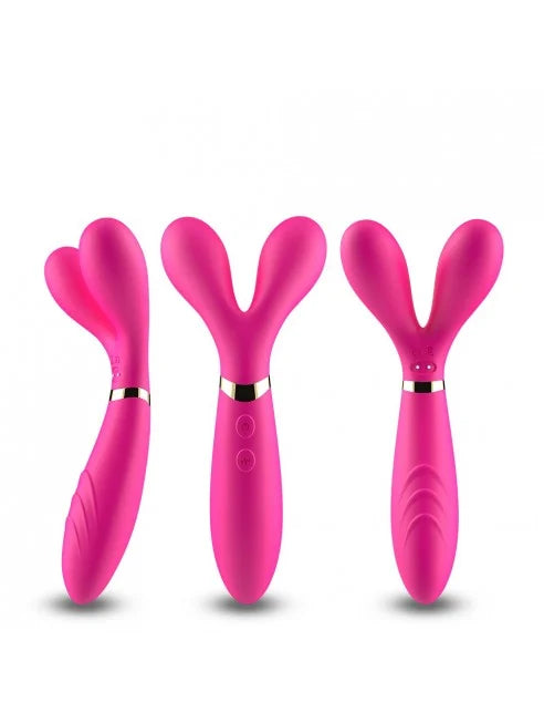Vibromasseur Wand rose en forme de Y avec 3 moteurs - USK-W04PNK