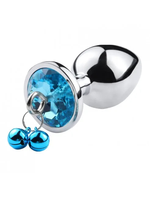 Plug bijou aluminium bleu avec clochettes Taille M - RY-002-A-ZB