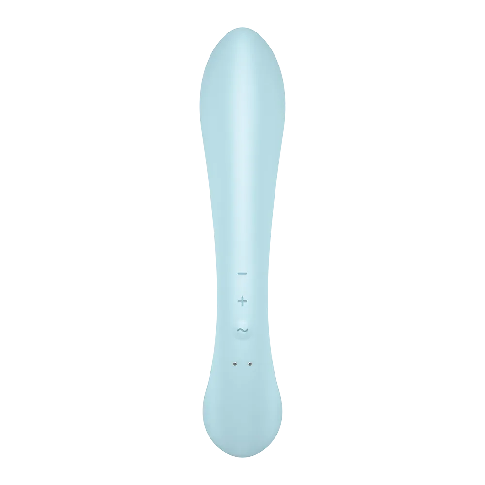 Vibromasseur bleu en silicone, ergonomique et rechargeable, pour stimulation intime et plaisir intense.