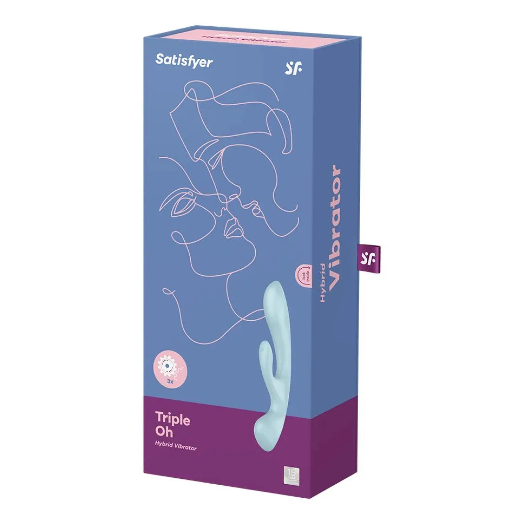 Vibromasseur hybride Triple Oh avec stimulateur, design élégant et moderne, pour une stimulation intense et variée.