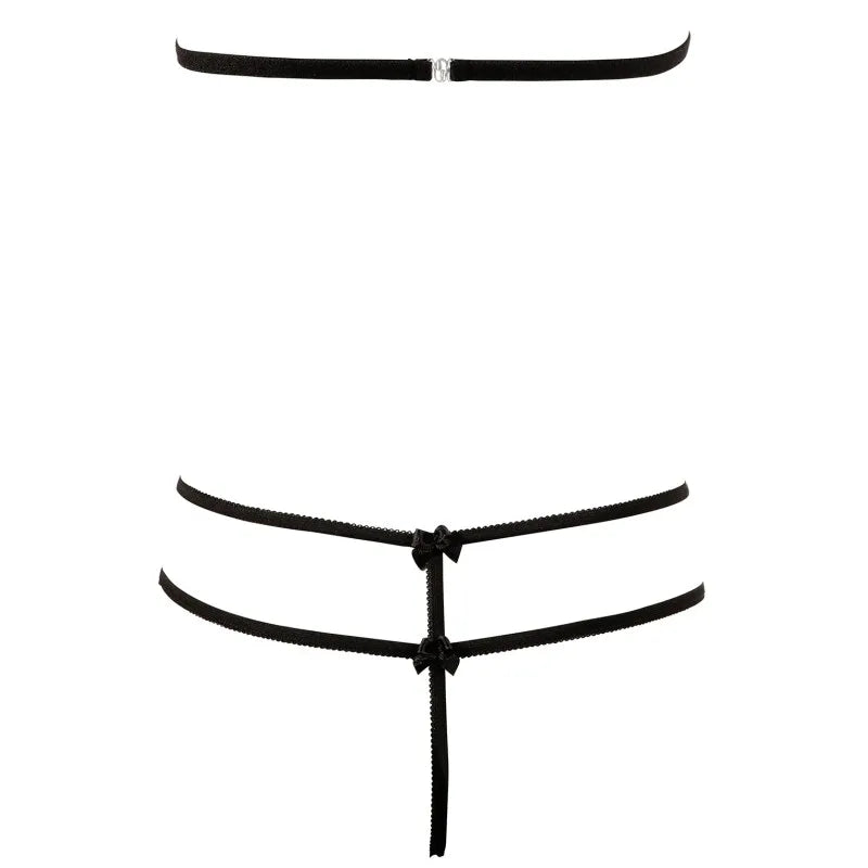 Soutien-gorge en dentelle noire avec bonnets détachables et string