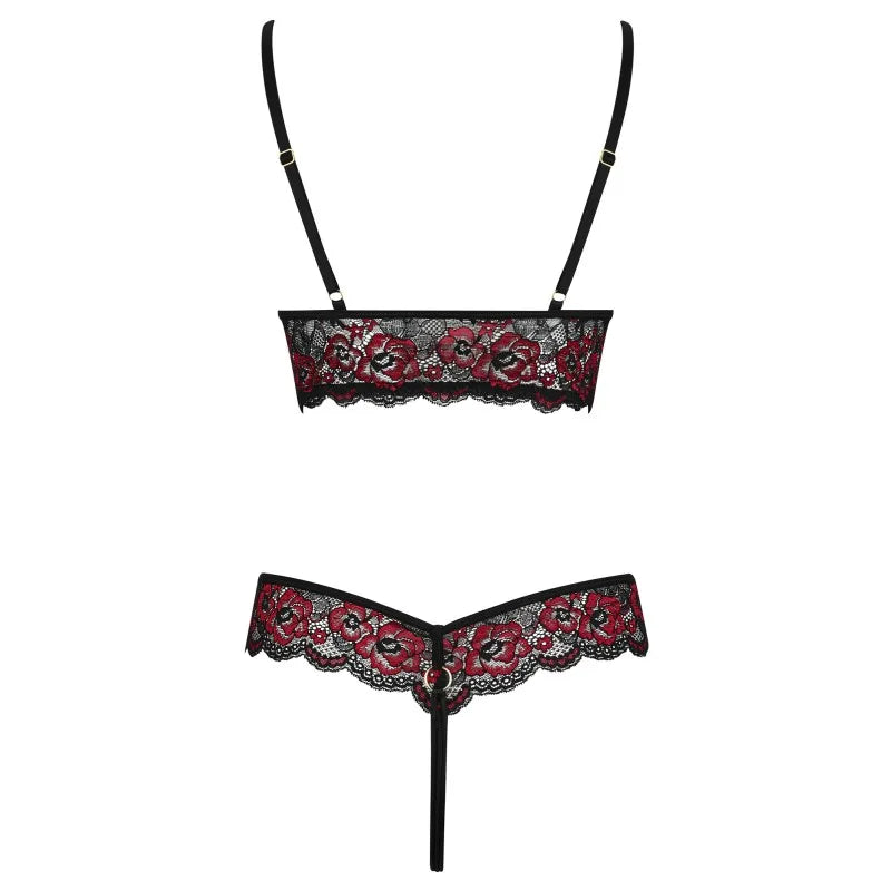 Body string en dentelle florale bicolore et résille