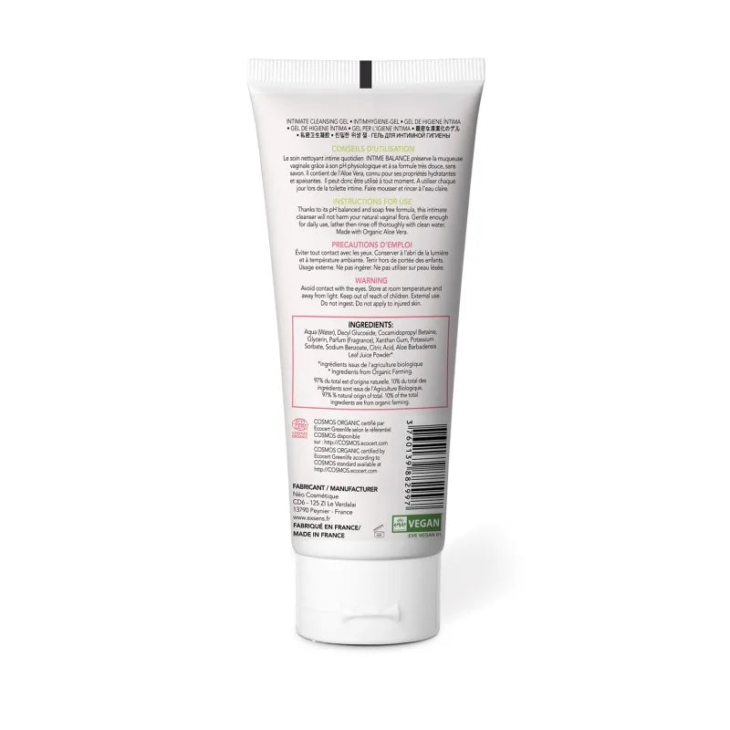 Gel nettoyant intime à l'aloe vera organique 100ml Intime Balance