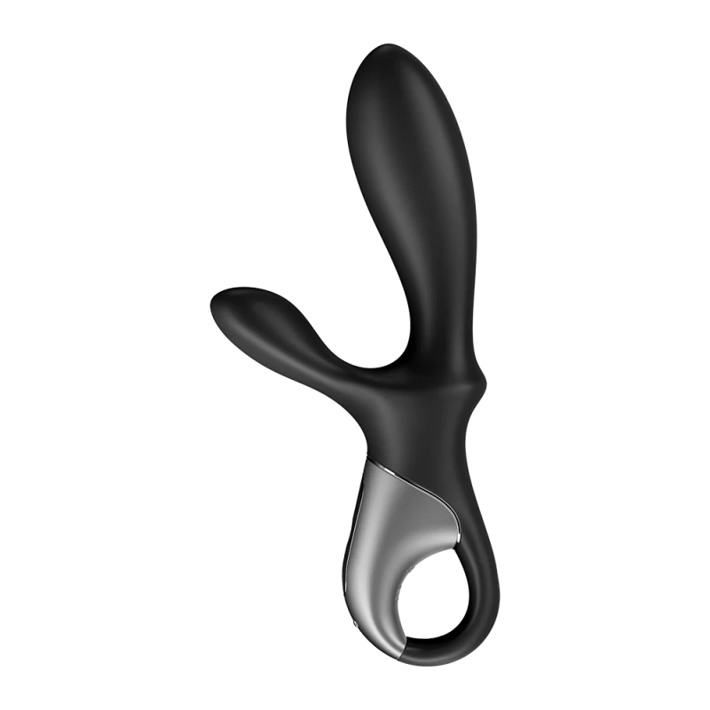Vibromasseur rabbit noir USB, chauffant et connecté Heat Climax+ Satisfyer
