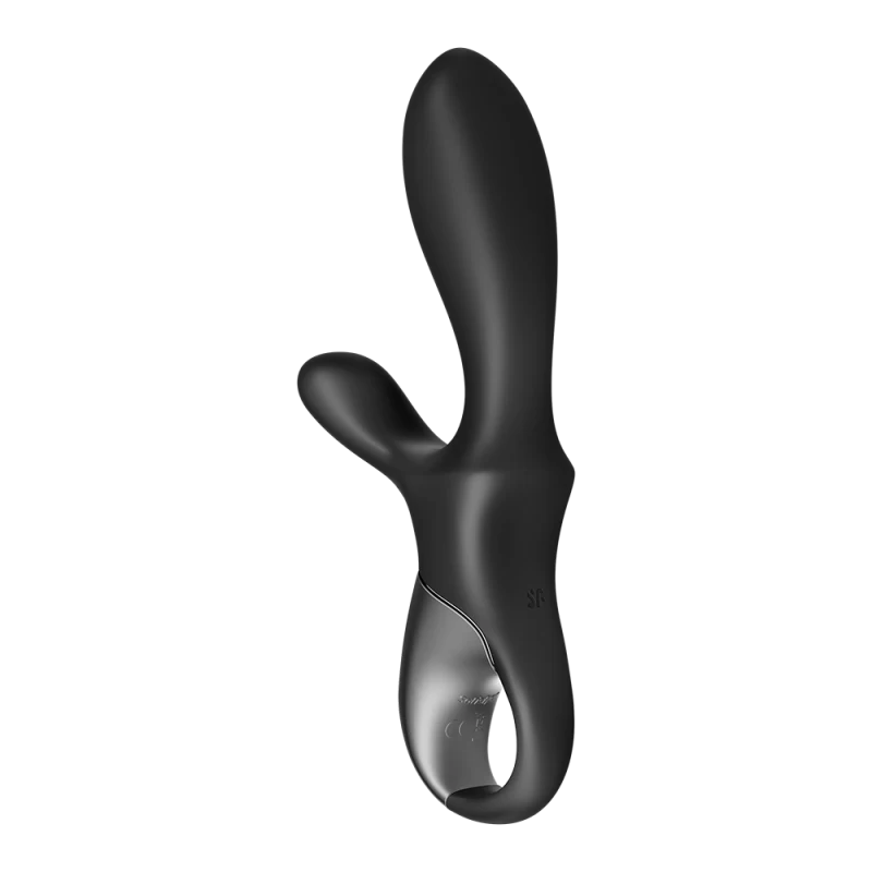Vibromasseur rabbit noir USB, chauffant et connecté Heat Climax+ Satisfyer