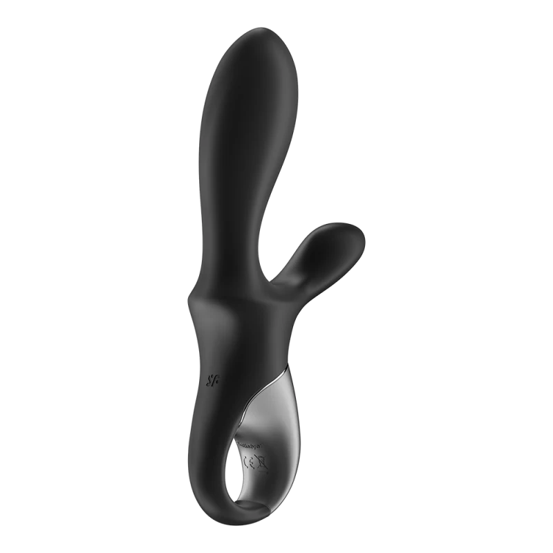 Vibromasseur rabbit noir USB, chauffant et connecté Heat Climax+ Satisfyer