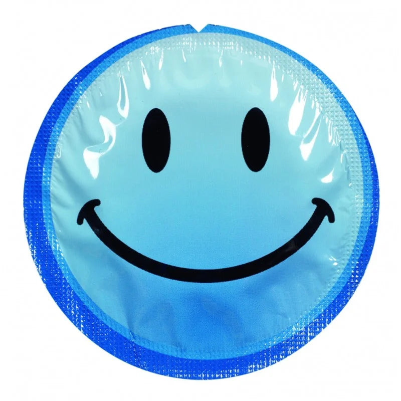 Préservatif lubrifié en latex smiley x 1 couleur aléatoire 54mm