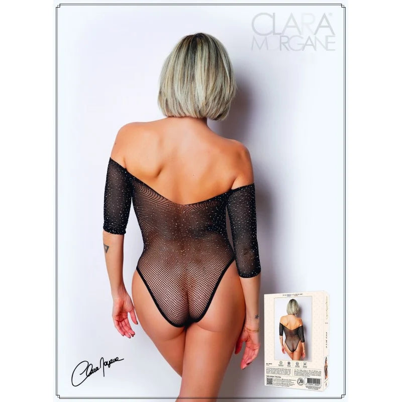 Body noir avec manches 3/4 - Le Numéro 2 - Collection Strass