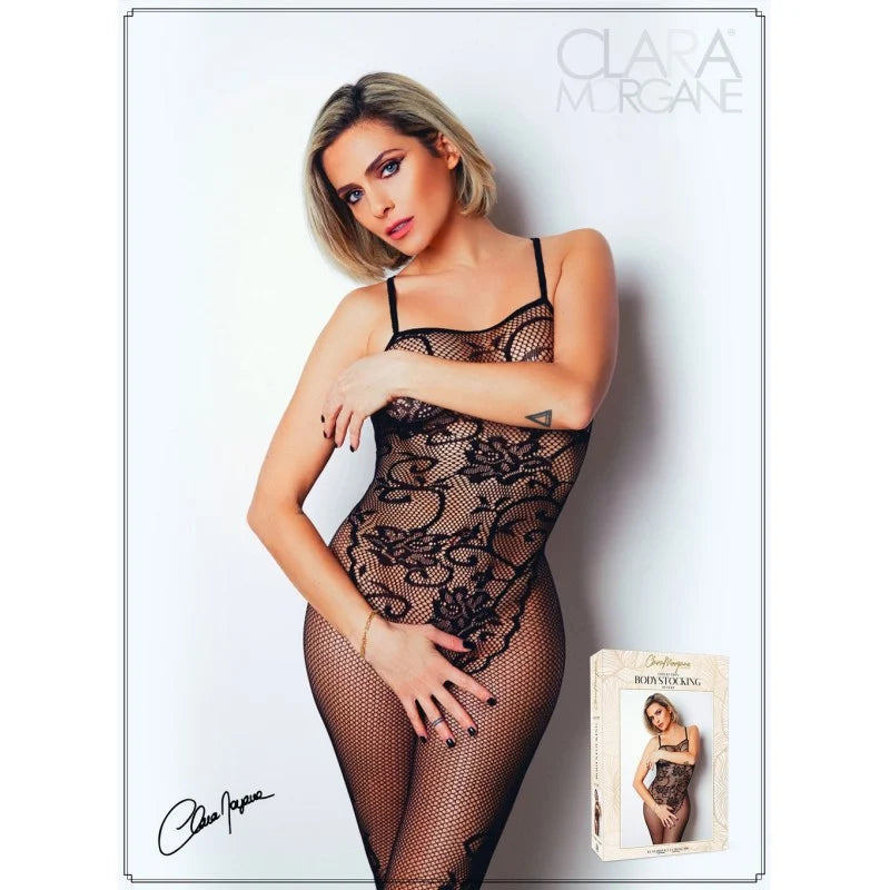 Bodystocking résille imprimé motifs floraux - Le Numéro 13 - Collection Bodystocking