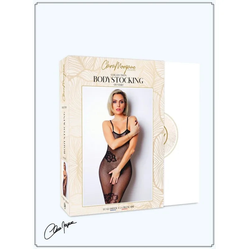 Bodystocking résille noire avec fine bretelles - Le Numéro 6 - Collection Bodystocking