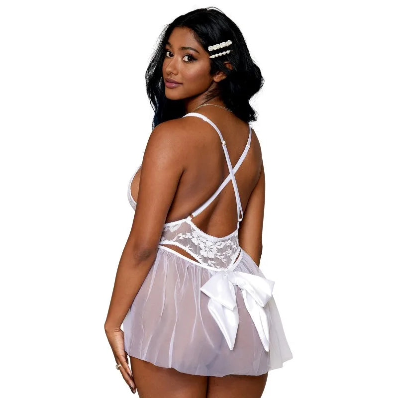 Body dentelle blanc avec tulle amovible