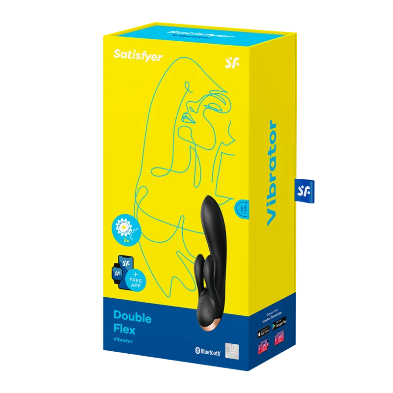 Vibromasseur rabbit noir double stimulation clitoris Double Flex Satisfyer