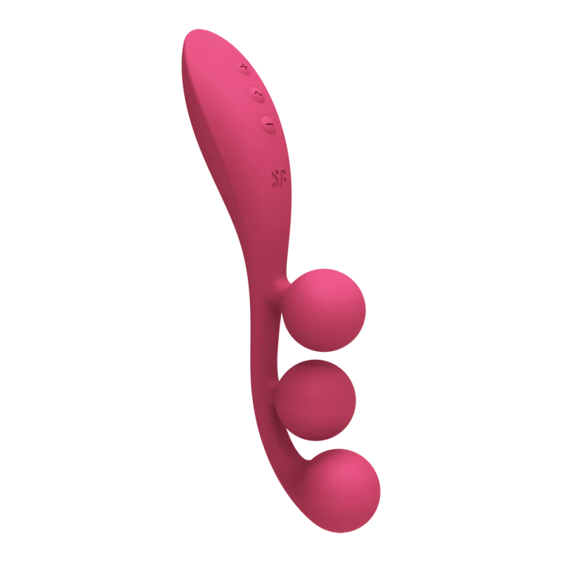 Vibromasseur triple stimulation flexible, anal, vaginale, clitoridienne Tri Ball rouge USB Satisfyer