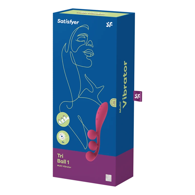 Vibromasseur triple stimulation flexible, anal, vaginale, clitoridienne Tri Ball rouge USB Satisfyer
