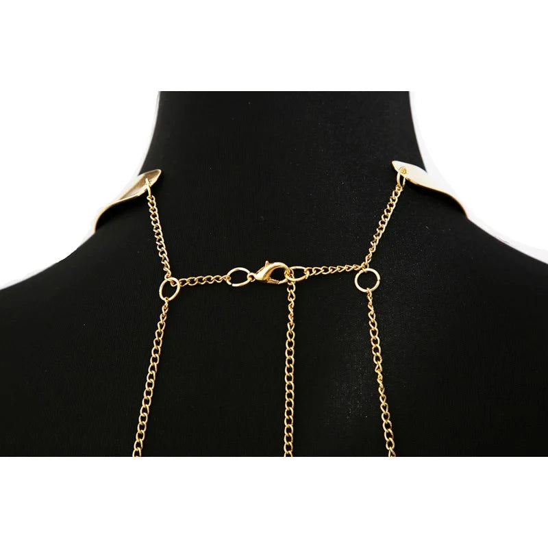 Bijou Tour de cou avec chaines de corps doré
