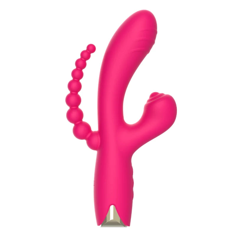 Vibromasseur triple stimulation USB rose Snappy Bunny