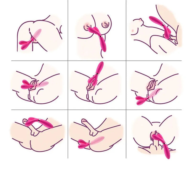 Vibromasseur Wand rose en forme de Y avec 3 moteurs