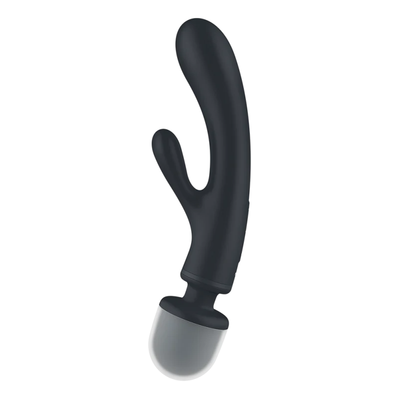 2 en 1 Vibromasseur rabbit et wand noir USB Triple Lover Satisfyer