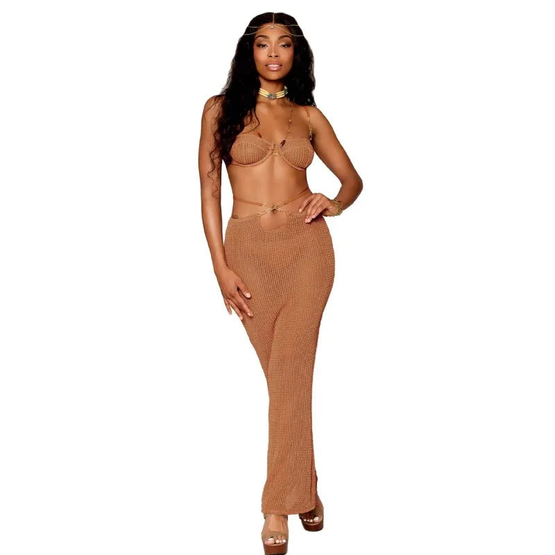 Jupe longue et soutien-gorge avec chaine doré - DG13244COP