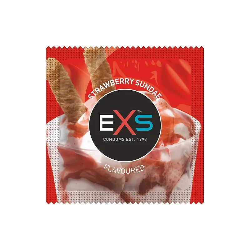 Préservatifs x2 lubrifiés en latex goût sunday fraise 54mm