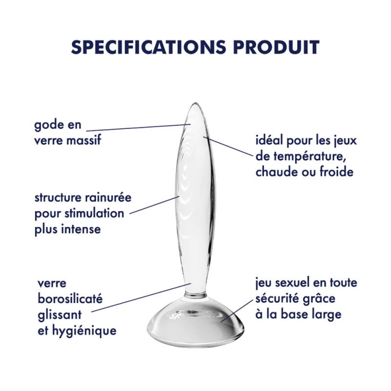 Gode anal en verre borosilicaté massif transparent Sparkling Crystal Satisfyer