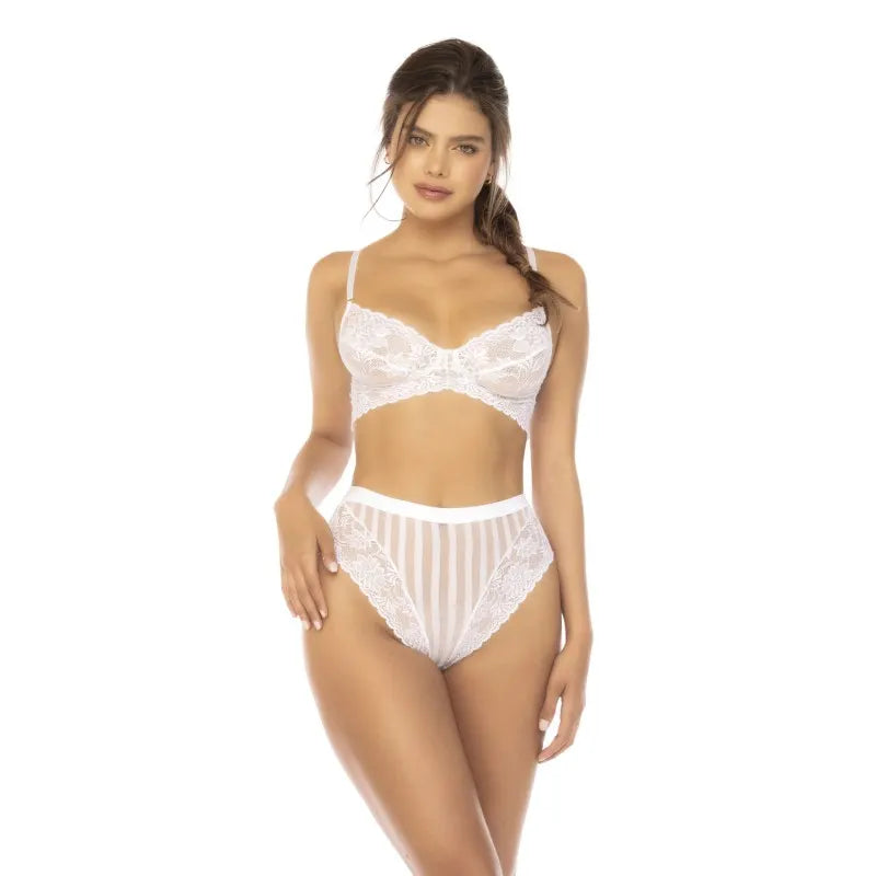 Ensemble 2 piĂšces blanc Emberly, soutien gorge et culotte taille haute - MAL8842WHT
