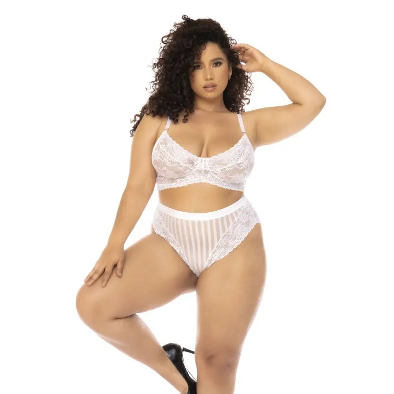 Ensemble 2 piĂšces blanc grande taille Emberly, soutien gorge et culotte taille haute - MAL8842XWHT
