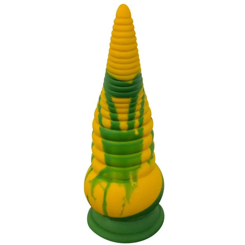 Gode ventouse tentacule Kraken vibrant 21 cm vert et jaune USB