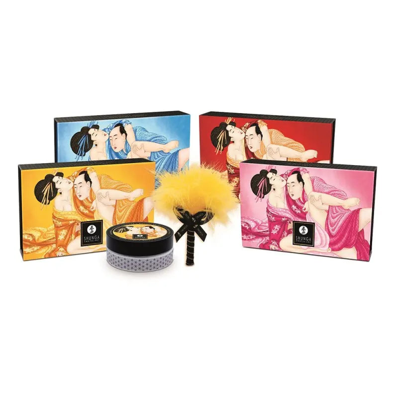 Mini Coffret poudre corporelle mangue et plumeau assorti