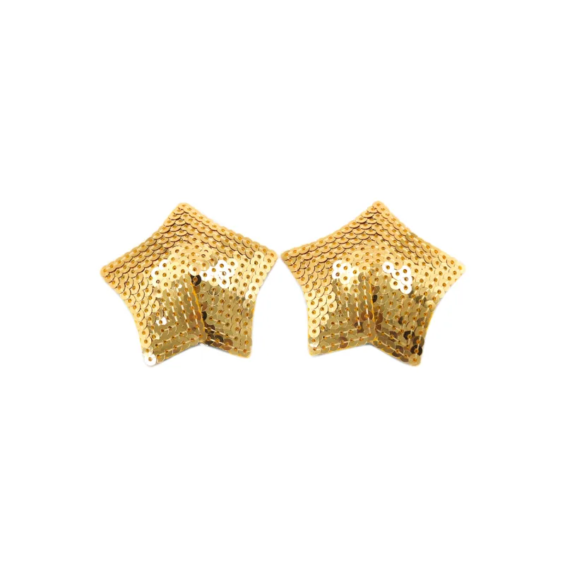 Paire de cache tétons adhésifs étoile pailletée sequin doré