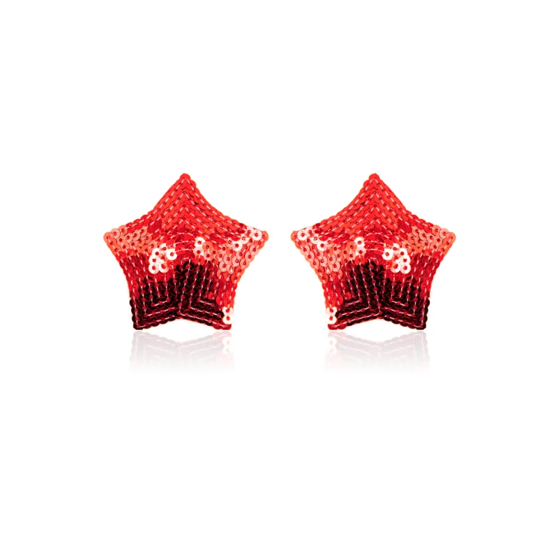Paire de cache tétons adhésifs étoile pailletée sequin rouge