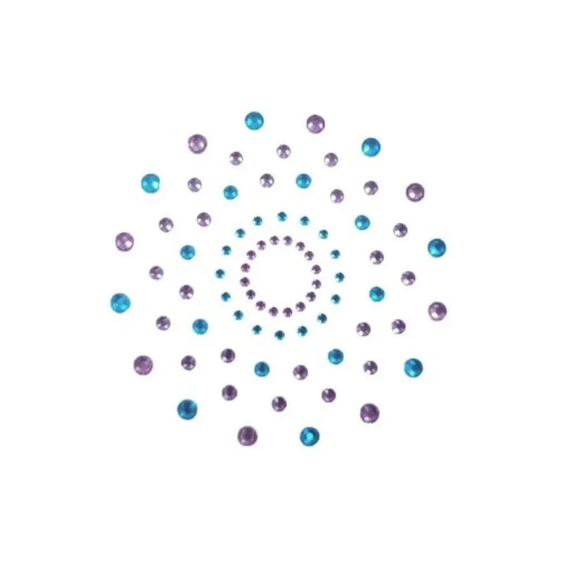 Paire de cache tétons adhésifs strass bleu et violet