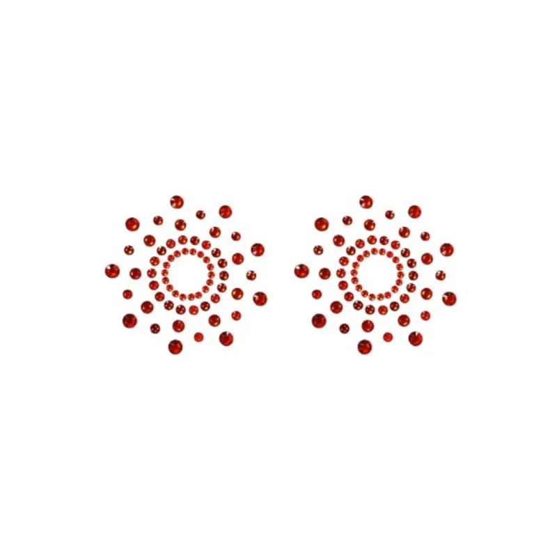 Paire de cache tétons adhésifs strass rouge