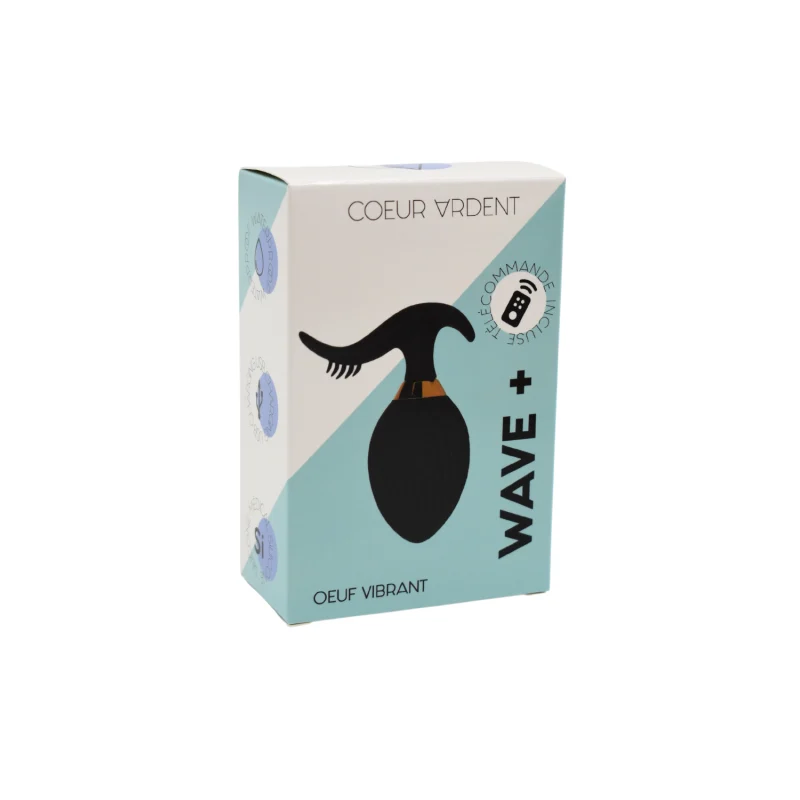 WAVE +, Un Œuf vibrant noir USB avec stimulation clitoridienne, doté d'une télécommande