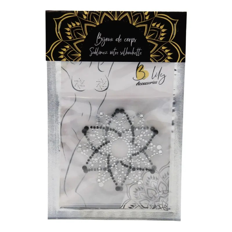Paire de cache tétons adhésifs strass noir et blanc