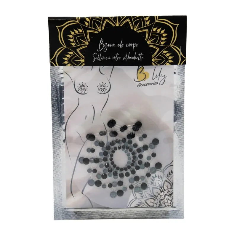 Paire de cache tétons adhésifs strass noir