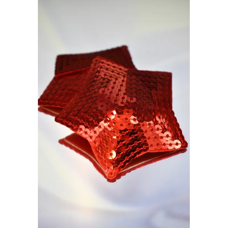 Paire de cache tétons adhésifs étoile pailletée sequin rouge