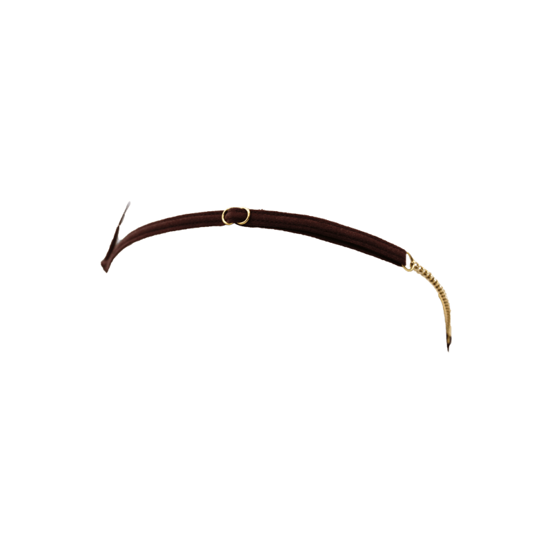 String en dentelle marron ouvert avec chaînes dorées