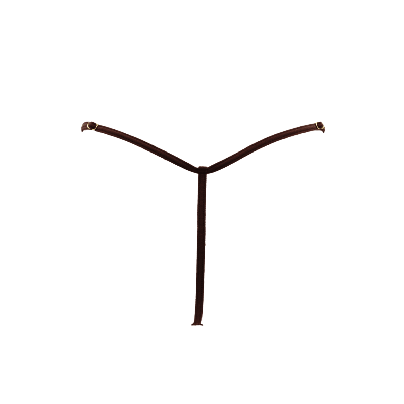 String en dentelle marron ouvert avec chaînes dorées