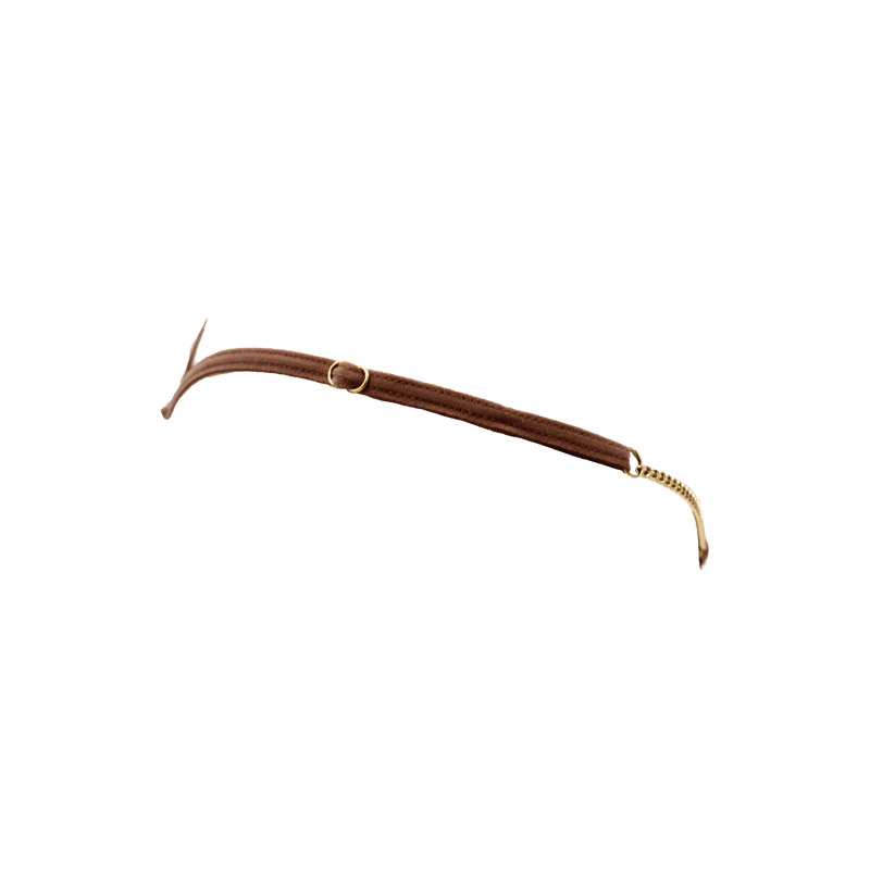 String en dentelle taupe ouvert avec chaînes dorées