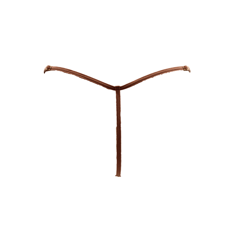 String en dentelle taupe ouvert avec chaînes dorées