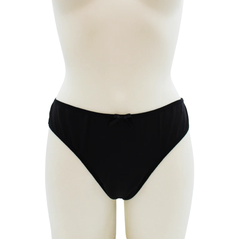 Culotte noire en dentelle avec nœud en satin