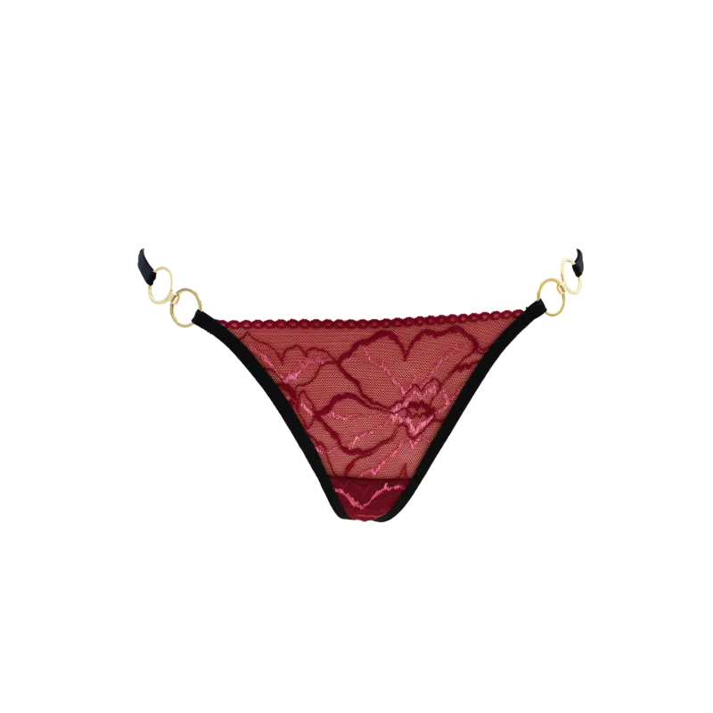 String bordeaux avec anneaux détachables