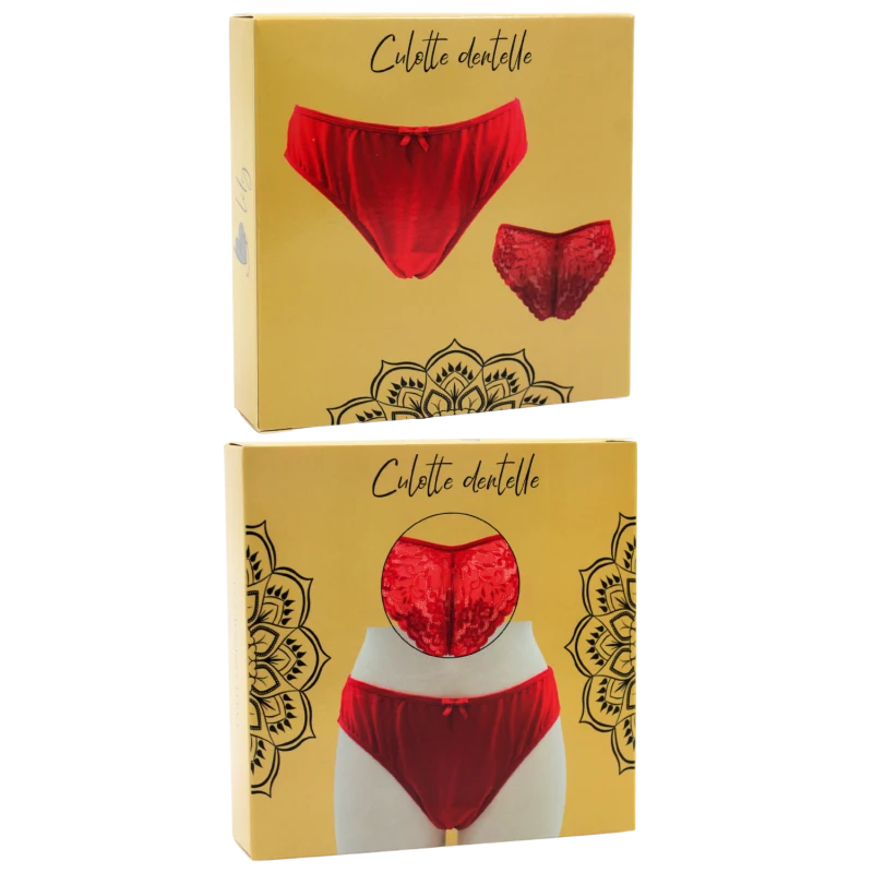 Culotte rouge en dentelle avec nœud en satin