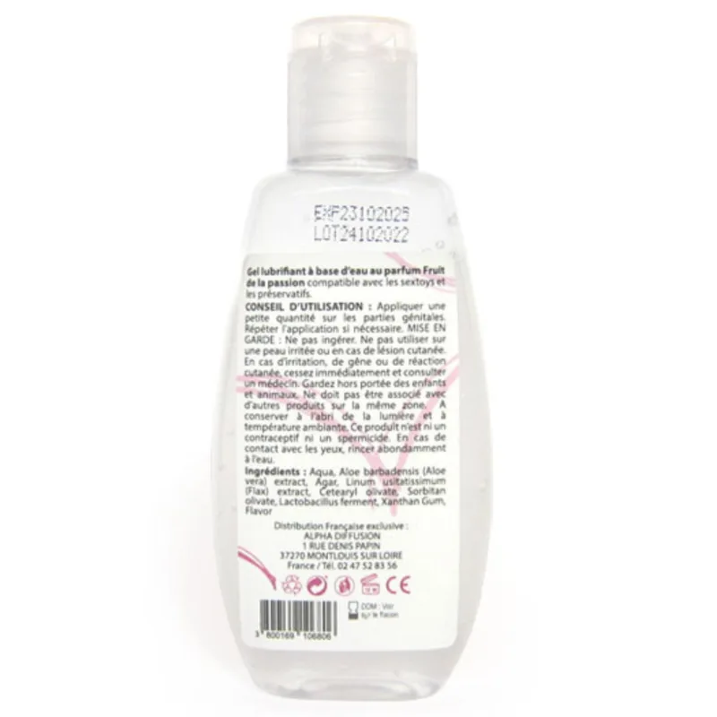 Lubrifiant à base d'eau 100% naturel Fruit de la passion 90ml
