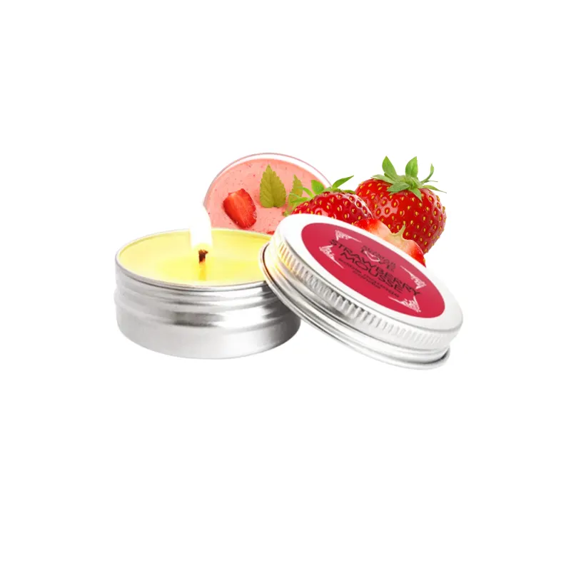 Mini Bougie de massage mousse de fraise 30ml 100% naturelle